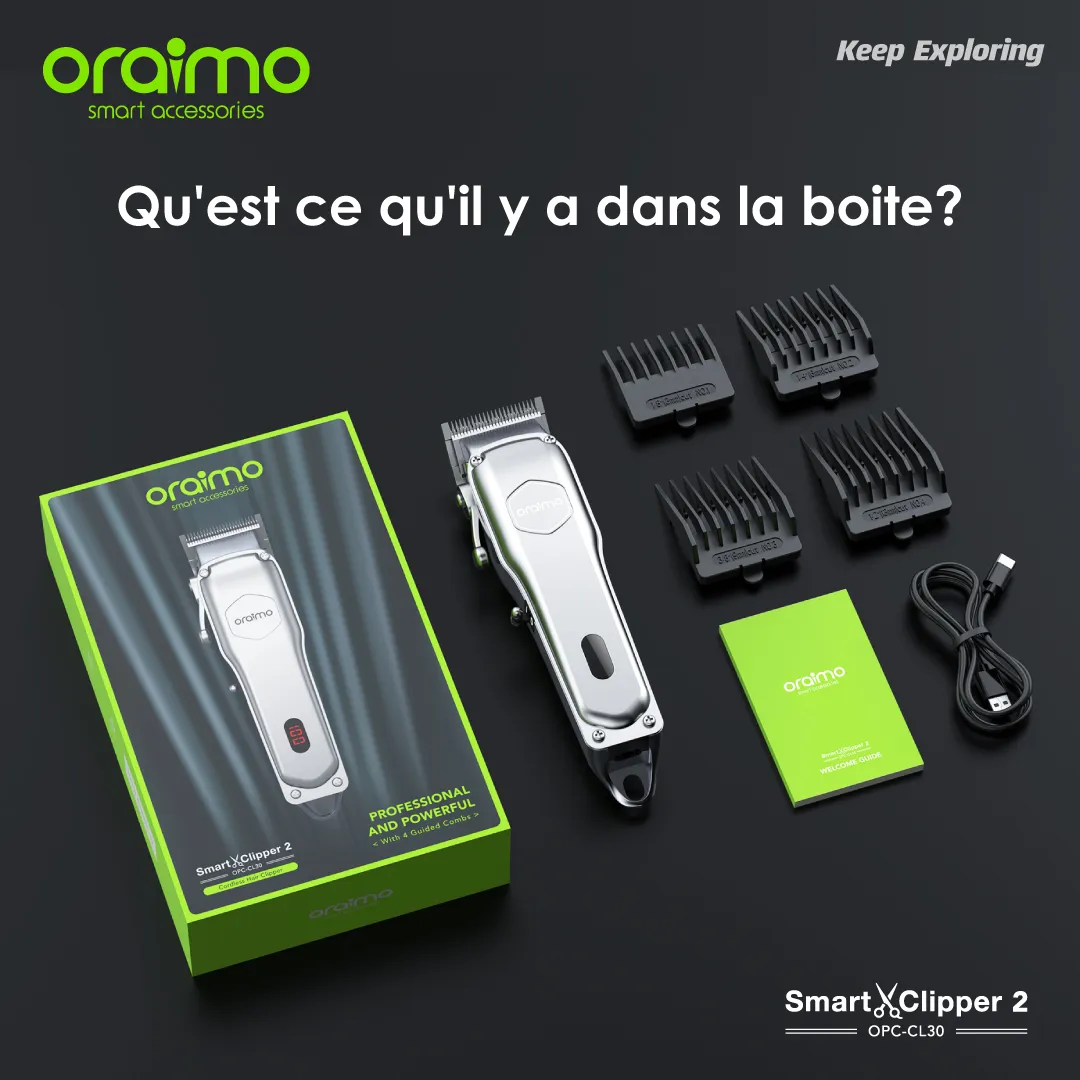 Oraimo SmartClipper2 OPC-CL30 – Tondeuse à cheveux professionnelle rechargeable | Kadmarket