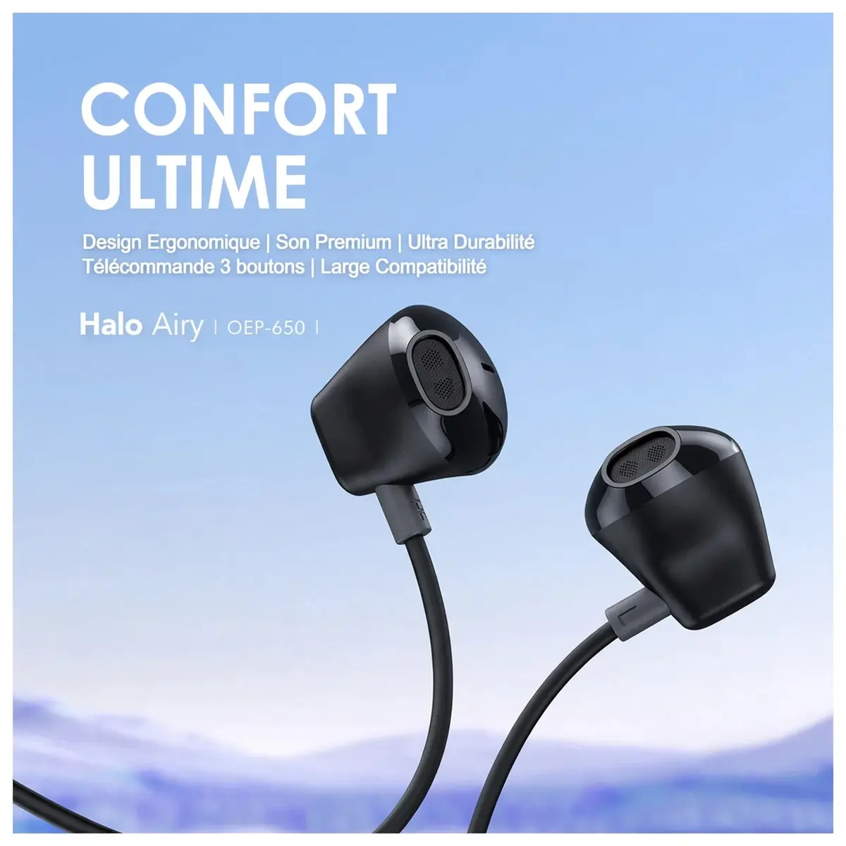 Oraimo Halo Airy OEP-650 – Écouteurs filaires Type-C avec DAC, micro et télécommande | Kadmarket Gabon