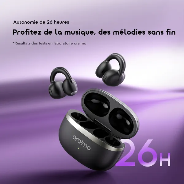 Oraimo OpenSnap – Écouteurs sans fil à clip Bluetooth 5.4 | Autonomie 26 h