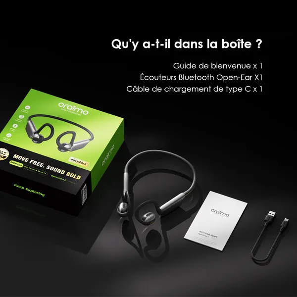 Oraimo OpenCirclet 2 – Écouteurs Open-Ear IPX5 avec Podomètre