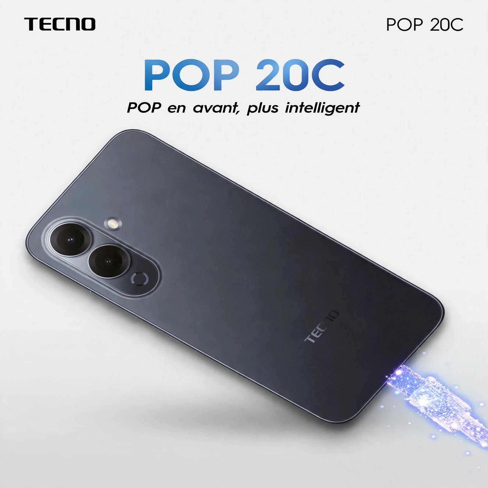 Tecno Spark 20C — Écran 6,6" HD | Caméra 50MP + IA | Batterie 5000mAh Charge 18W | 64Go+8Go RAM | Livraison Gabon | Kadmarket