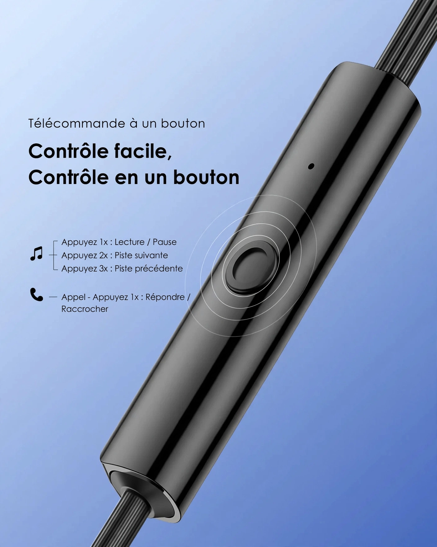 Oraimo CONCH 2C OEP-320C — Écouteurs Type-C | Haut-parleurs 10 mm | Micro intégré | Télécommande 1 bouton | Livraison Gabon | Kadmarket