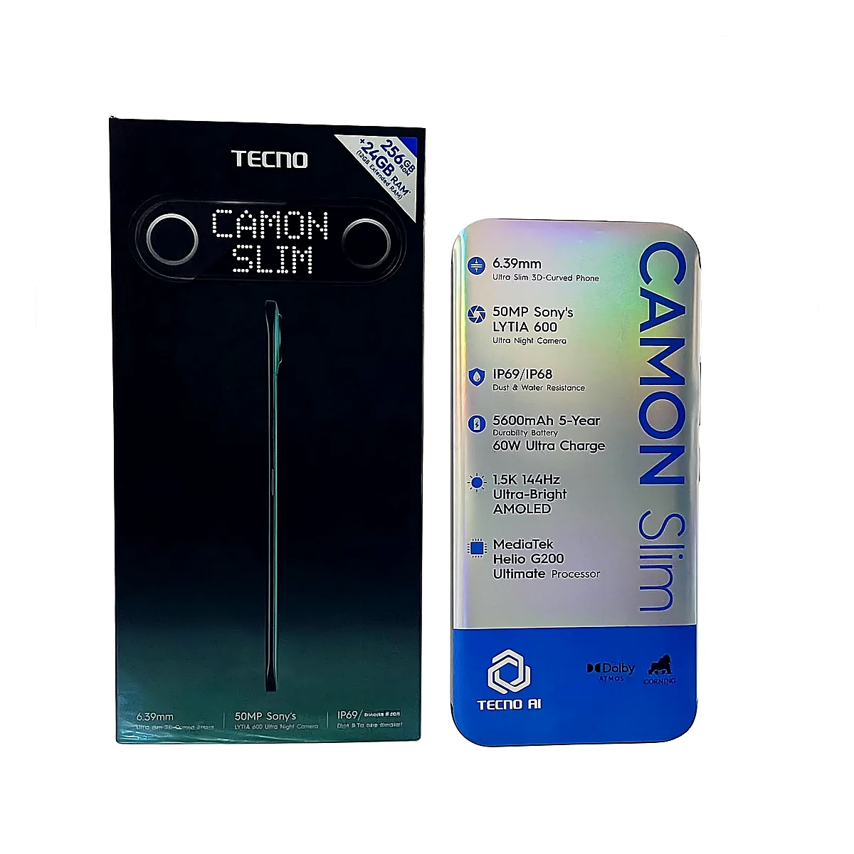 TECNO Camon Slim 24GB RAM  256GB – Écran AMOLED 144Hz, 50MP, Batterie 5600mAh | Kadmarket Gabon