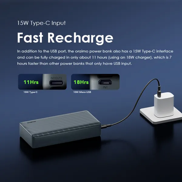 Chargeur Oraimo PowerBox 300 Lite 30000mAh 15W — Batterie Externe Haute Capacité | Livraison Gabon | Kadmarket